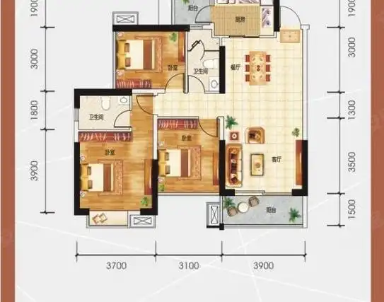南宁良庆五象大道天誉城天誉半岛3房,拎包入住精装修2900.