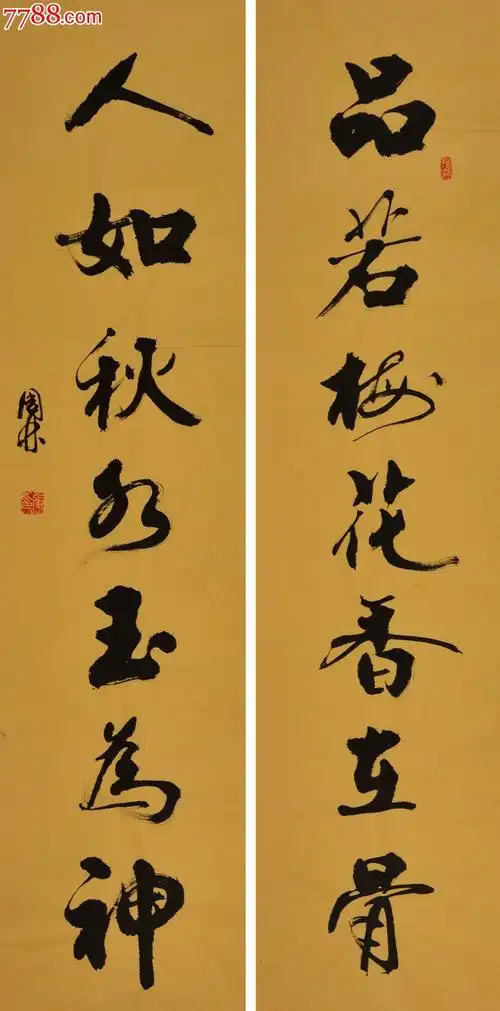 行书对联-品若梅花香在骨人如秋水玉为神-8020_书法原作【卧龙书画】