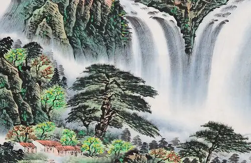 张新明《八方聚财》一元起拍字画拍卖 手绘国画山水画 墨华斋6739