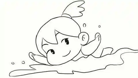 小林简笔画 游泳的女孩儿童亲子简笔画