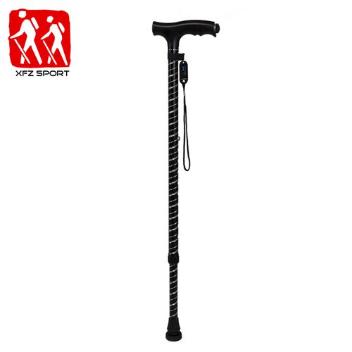 铝合金小四脚防滑手杖伸缩带灯拐棍 四脚老年人拐杖 型手杖 t 超艺