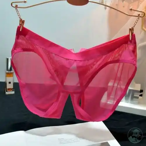 中间开口内裤网纱开叉无痕结婚丁字裤纯色有洞女三角裤