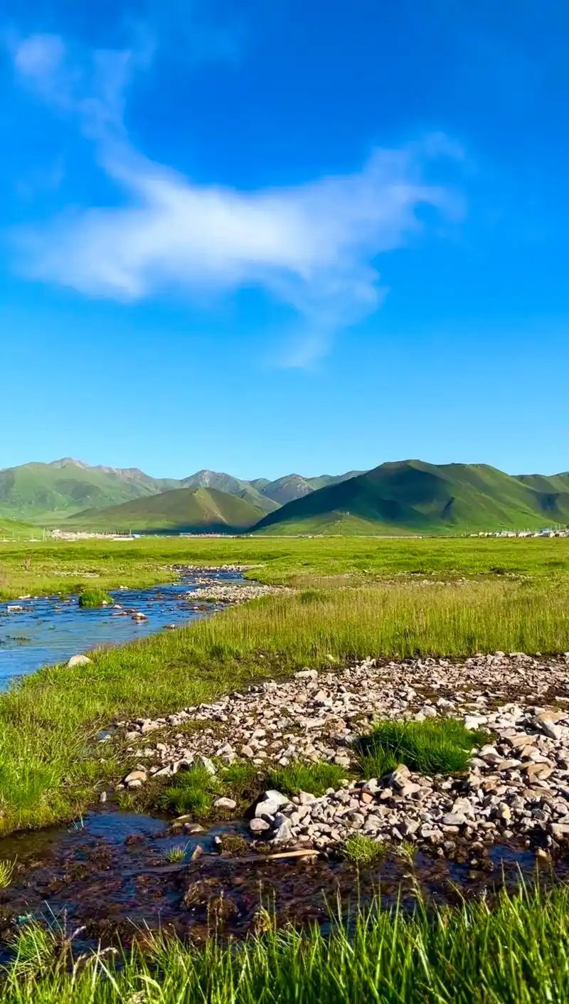 治愈系风景.#一起享受大自然的美 #美丽的草原风光无限 #蓝 - 抖音
