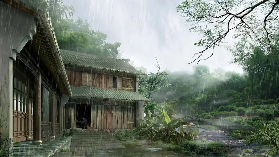 之前看过的,也是写实感觉的2d动漫图,是古风的房屋