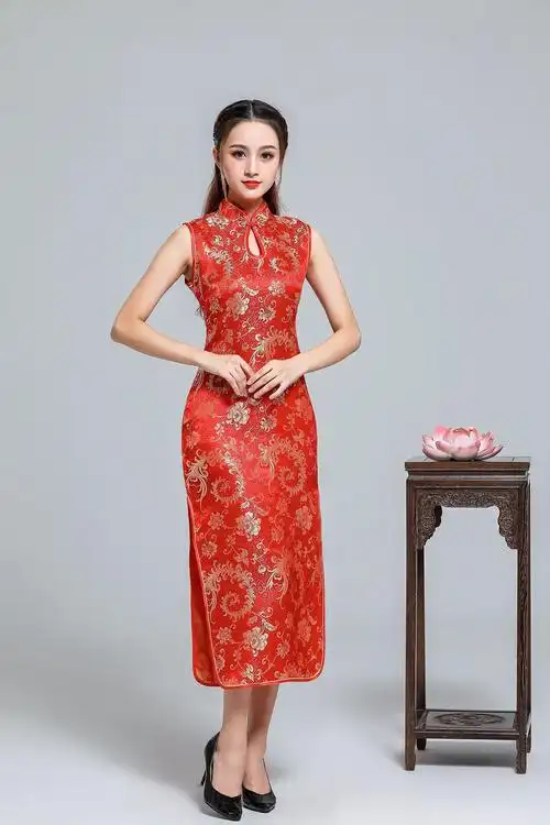 新娘旗袍短款锦缎