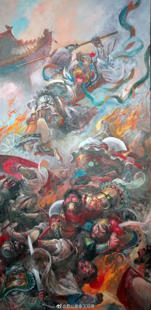 油画作品《大闹天宫》