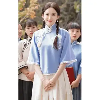 民国时期学生服五四运动学生班服装民国风时期青年装女装套装中山装男