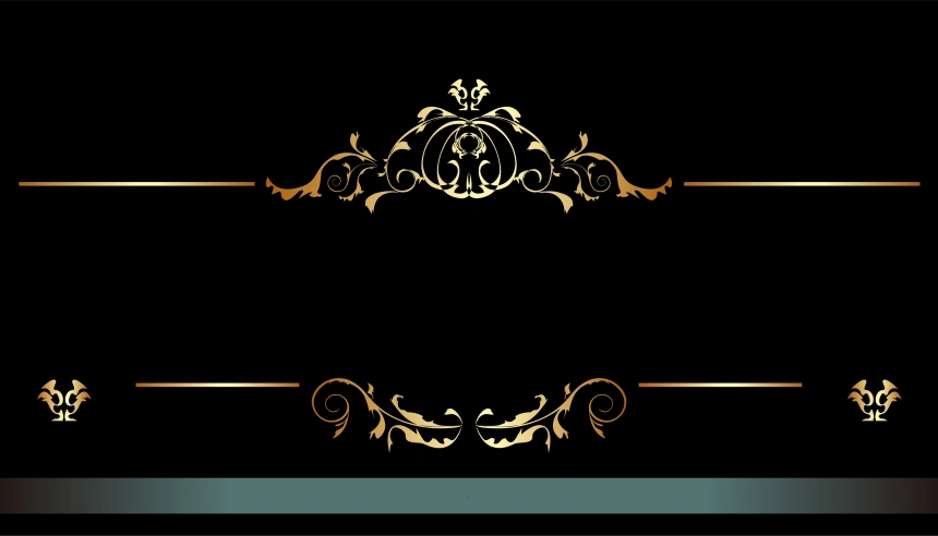 金色花纹黑底背景素材