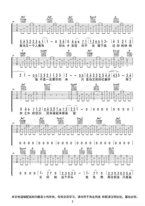 失落沙洲(酷音小伟编谱)曲谱,吉他谱简谱歌词-西西音乐下载站