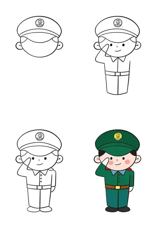 🎖️简笔画军人敬礼🫡