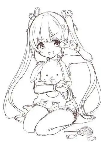 黑白配 动漫 唯美 壁纸 插画 头像 可爱 唯美 二简笔画 手绘 线稿