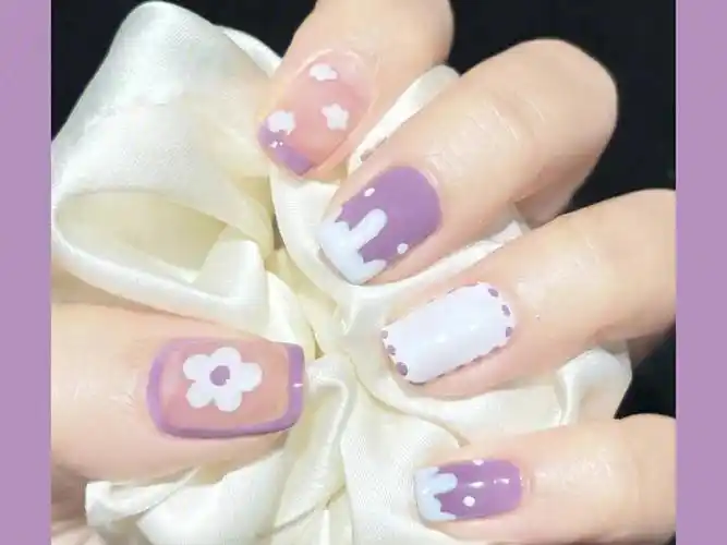 芋泥奶酪06夏日紫色可爱美甲