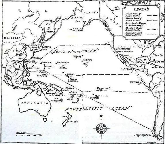 麦哲伦横渡太平洋和马尼拉大帆船贸易航线   图源:华东政法大学博士