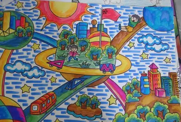 红领巾画梦想绘画作品简笔画