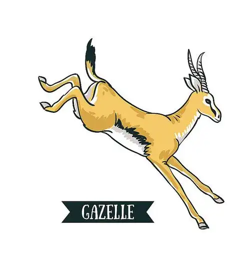 羚羊绘画在卡通风格矢量插图孤立在白色.