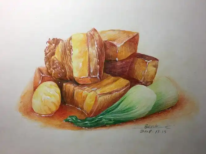 彩铅画～红烧肉