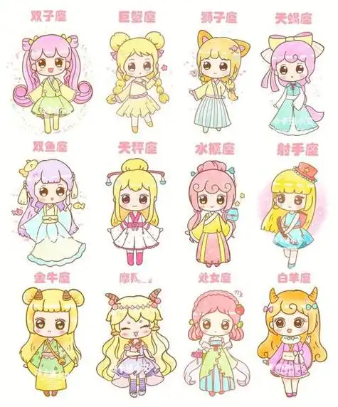 怎么画动漫人物简笔画十二星座
