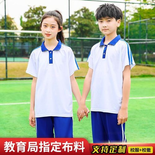 校服小学生夏季蓝白中小学生校服套装两件套运动服长裤短袖班服