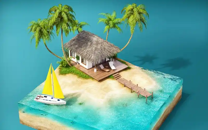 精美3d立体小岛创意设计,高清图片,电脑桌面-壁纸族