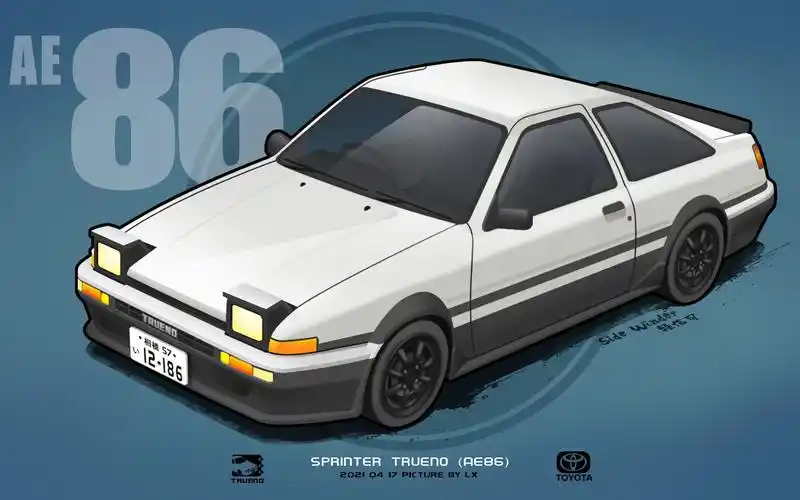 《头文字d》乾信司座驾 toyota sprinter trueno(ae86)  绘制过程