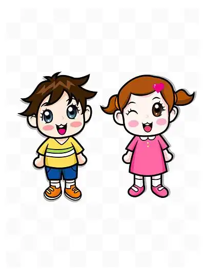 102238卡通可爱小男孩小女孩小学生矢量素材1022497手绘卡通植物荷花