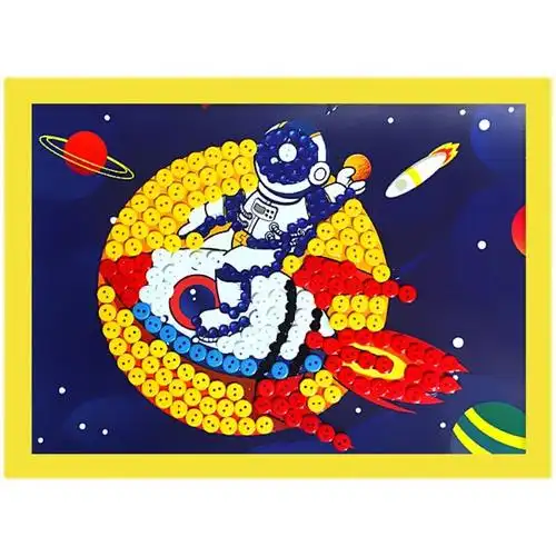 手工作品太空科技主题儿童手工制作幼儿园活动小学生创意纽扣贴画作品