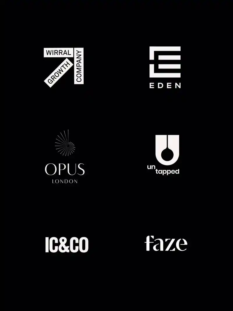 创意logo设计通过使用负空间创作手法与英文字体设计排版的组合,传递