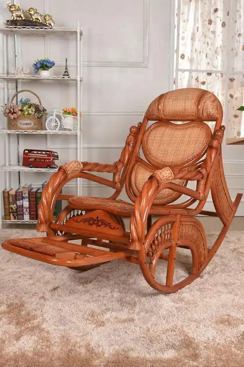 天然真藤编腾摇摇椅睡椅摇椅躺椅趟椅懒人大人休闲老人家用藤椅子