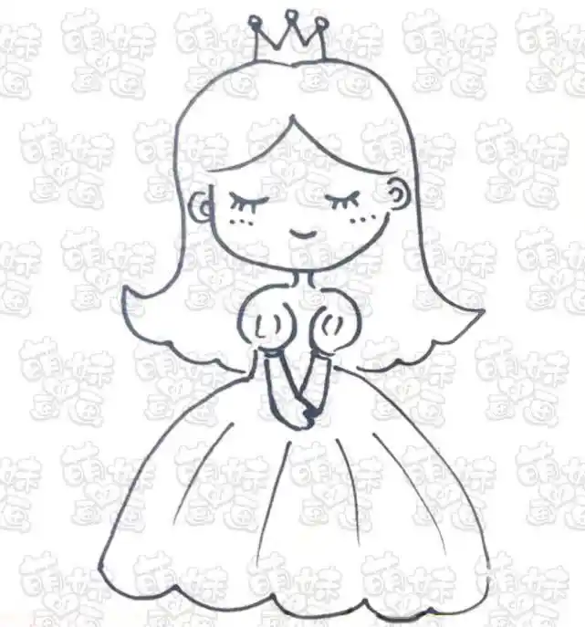 学画漂亮又简单的小公主简笔画,可以涂上不同的颜色哦!