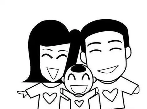 简单的全家福简笔画-幸福的三口之家