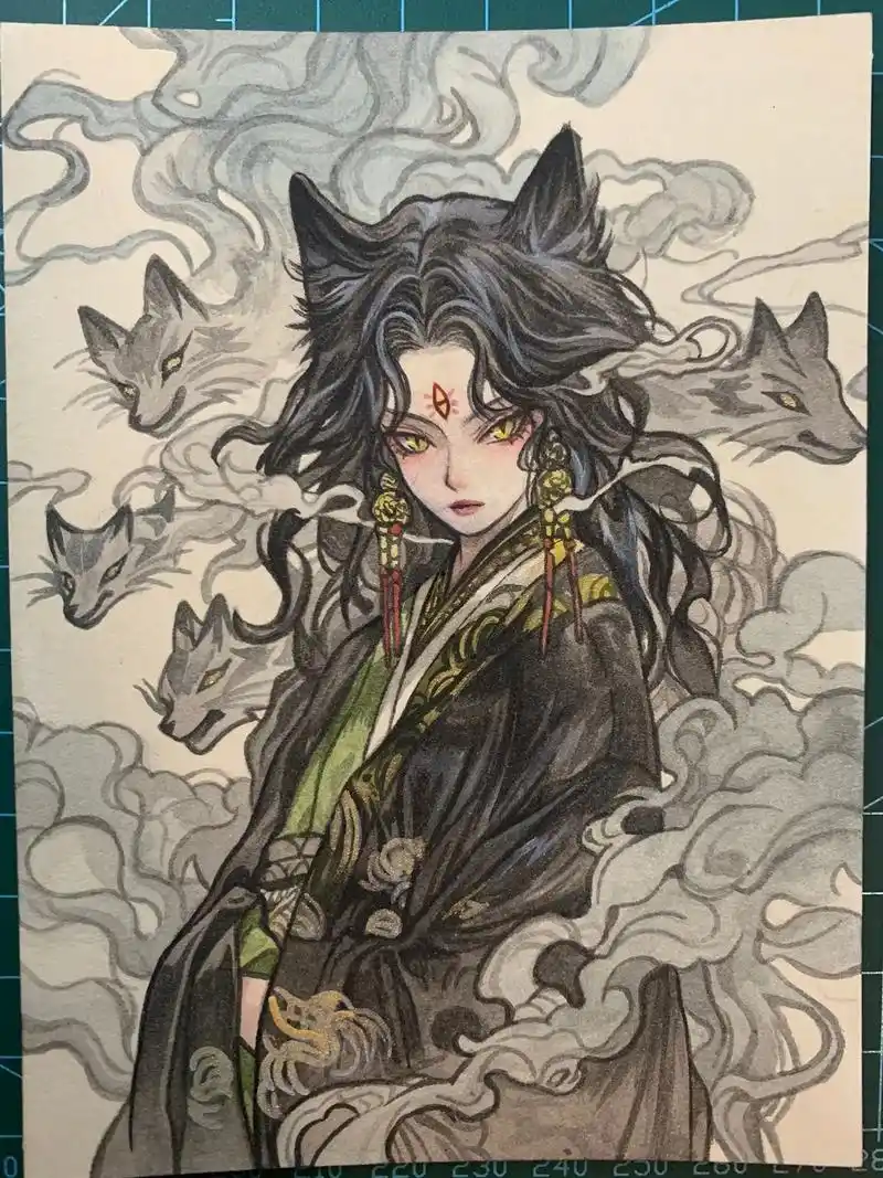 "阁下,可曾听闻三眼狐妖?"#手绘 #水彩 #古风 #国风  - 抖音