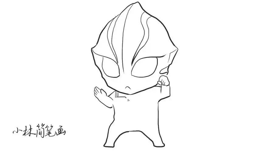 帅气可爱的q版梦比优斯奥特曼儿童简笔画