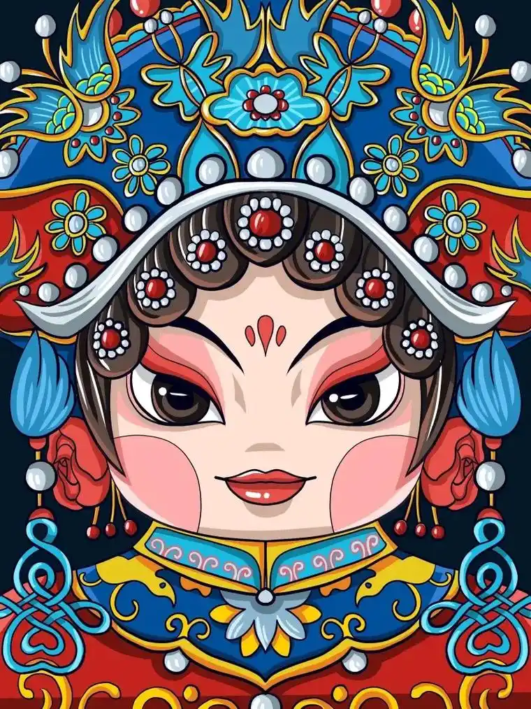绘画素材 | 可爱卡通版·京剧脸谱人物.#戏曲风 #戏曲也国 - 抖音