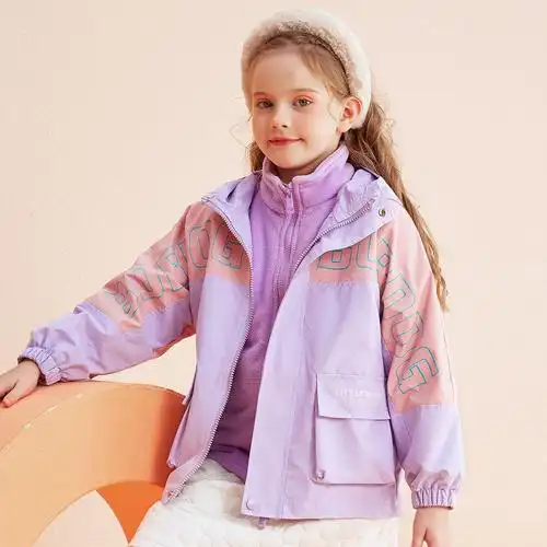 巴布豆童装儿童冲锋女童三合一可拆卸厚外套春秋款加普通外套