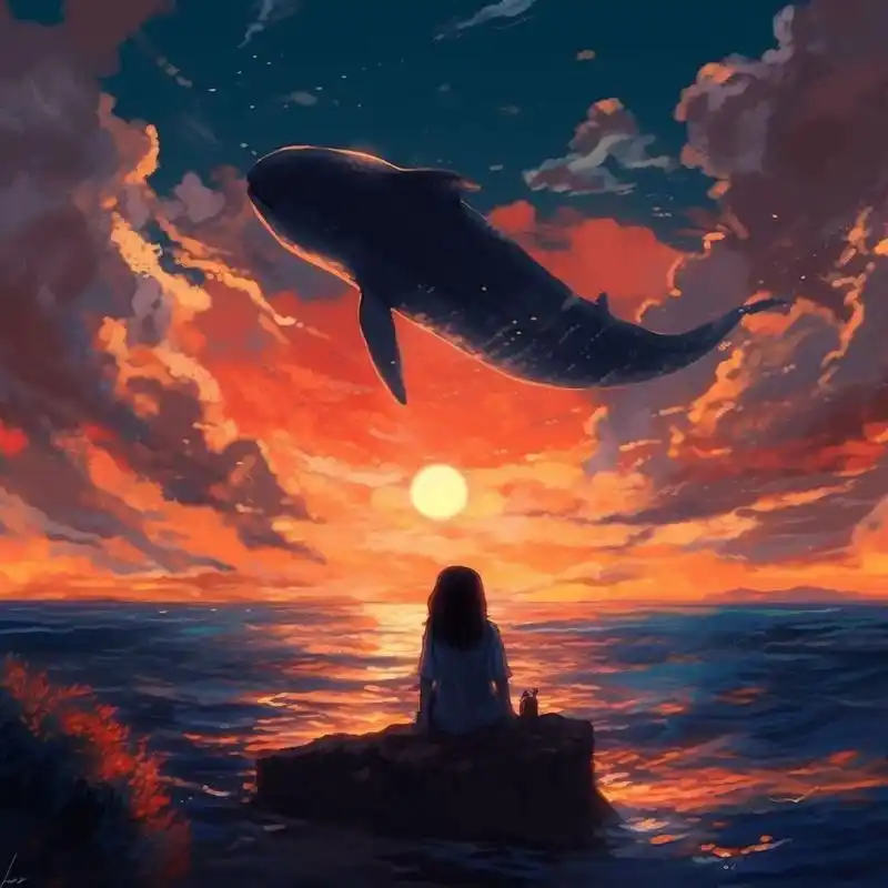 ai 微信头像 | 海边夕阳下的孤独女孩 在这个美好的时刻,我遇见了一个