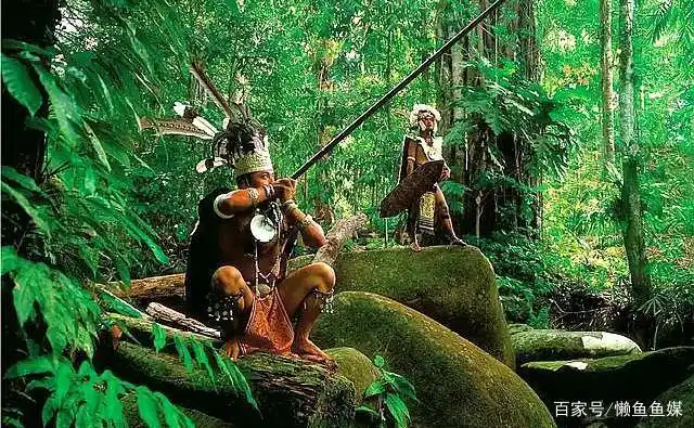 森林原始部落狩猎图
