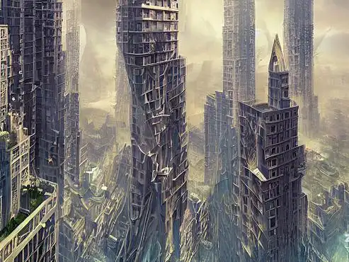 ai创作实验室#高楼大厦,城市建筑群,科技感