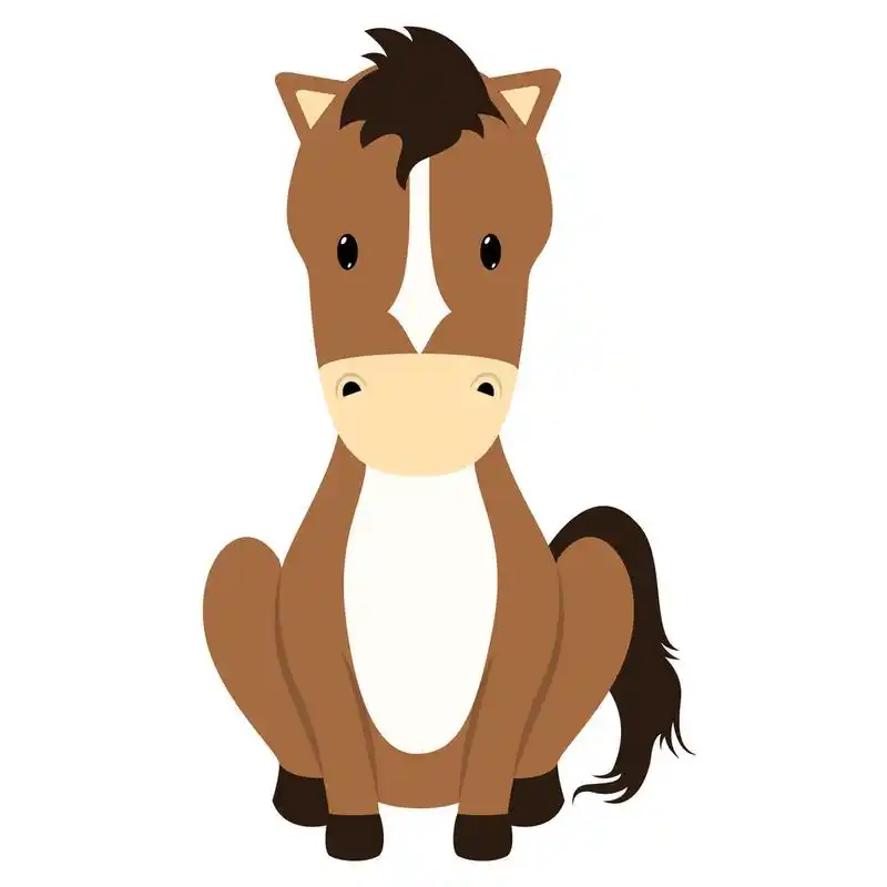 马,可爱的卡通小马驹坐
