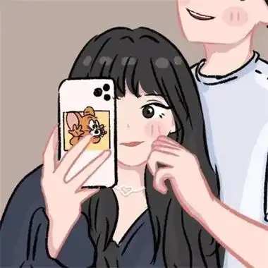 手绘很高级的一男一女情侣头像图片