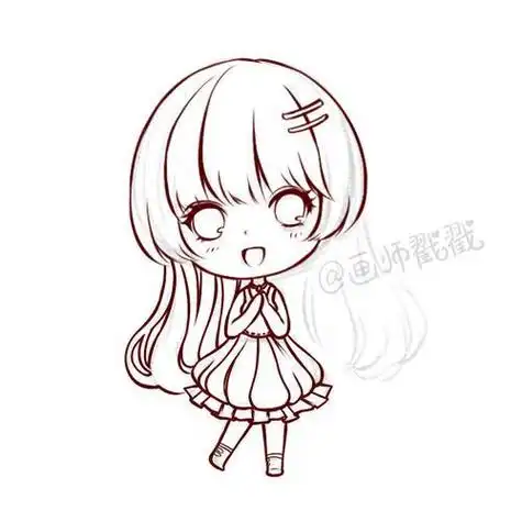 q版杨颖简笔画 q版卡通美少女简笔画图片可爱 少女 呆萌 q版 马克笔