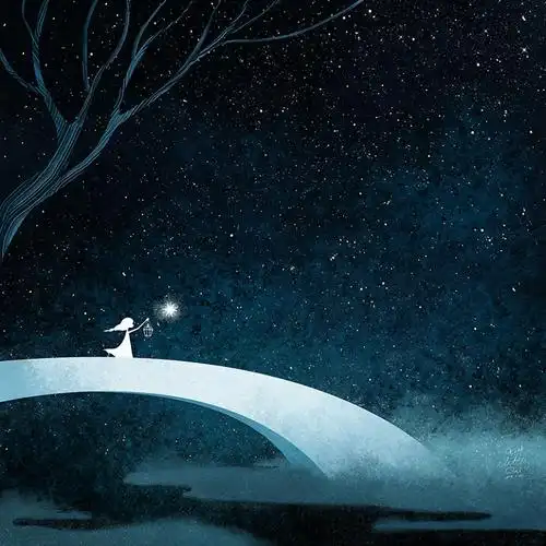 唯美意境的梦幻星空插画图片