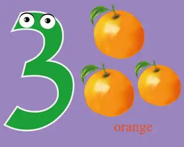 学习数字和水果, 幼儿园的工作表照片