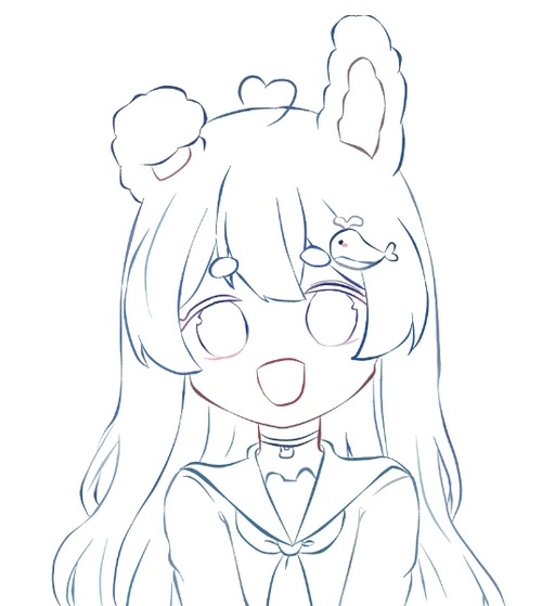 黑白线稿动漫人物线稿女生漫画线稿黑白线稿动漫人物线稿