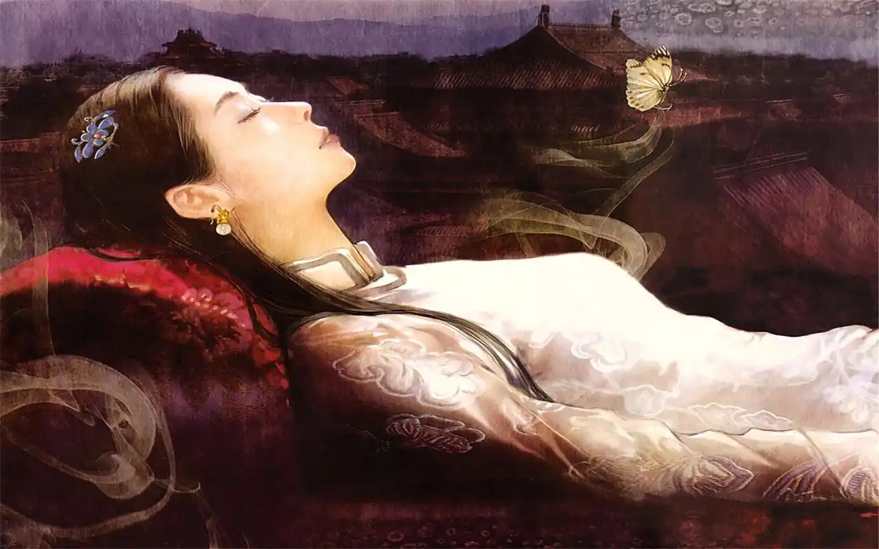 唯美古装美女手绘写真图片桌面壁纸图片