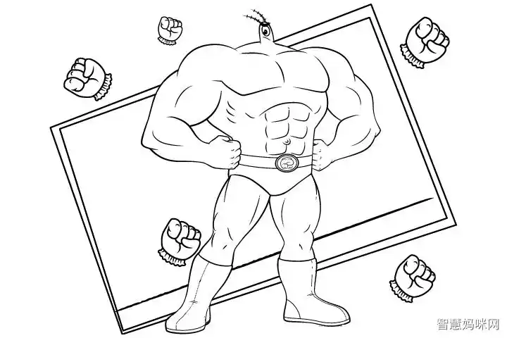 海绵宝宝肌肉男简笔画