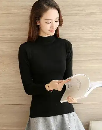 香港品牌ectic冬新款百搭针织衫半高圆领打底衫女长袖紧身弹力修身