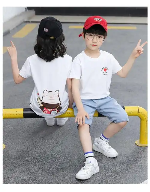 恒孞童装儿童套装姐弟装夏季女童t恤休闲短裤套装男童衣服兄妹装小孩