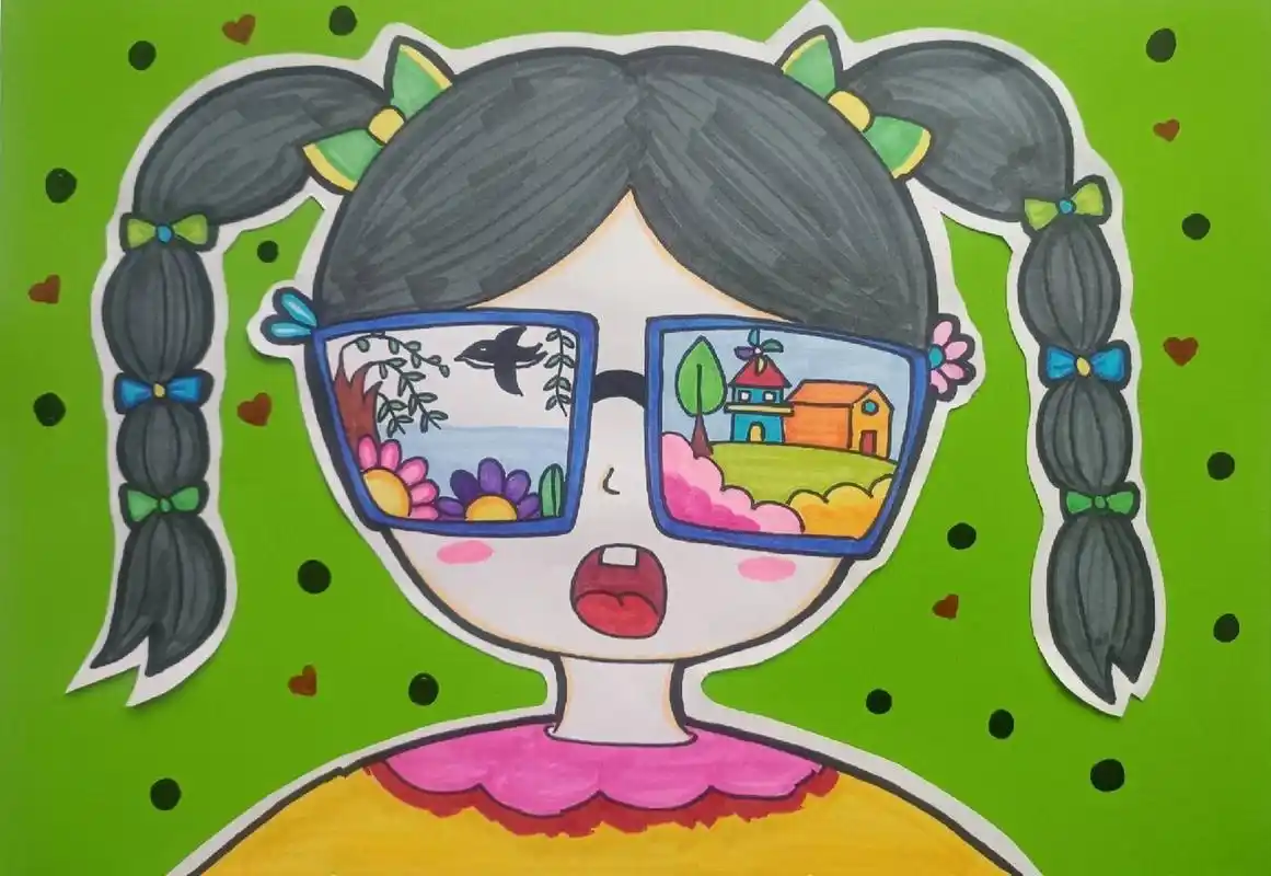 创意美术《眼睛里的世界》儿童画 1,工具材料: 马克笔,勾线笔,卡纸 2