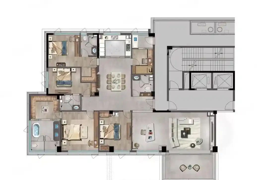 300平米奢华的大平层,多元化的功能让居家氛围直达顶点