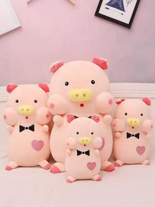 2021新款卡通天使领结猪公仔毛绒玩具可爱小粉猪女生陪睡抱枕娃娃